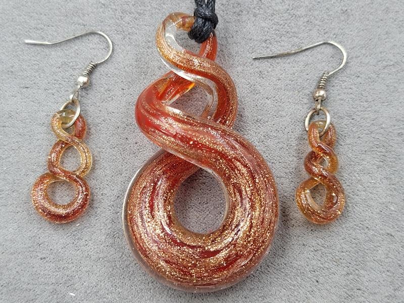 Комплект кулон 35*67 мм + сережки 12*26 мм