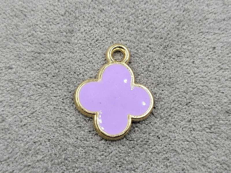 Підвіска конюшина 12*15 мм бузкова в металі лимонного кольору