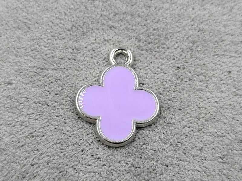 Підвіска конюшина 12*15 мм бузкова в металі стального кольору