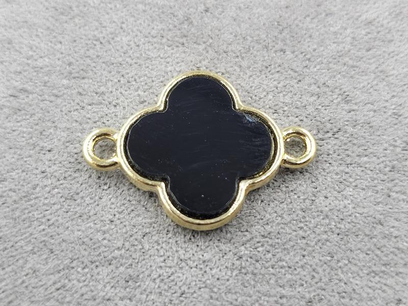 Конектор конюшина 15*21 мм чорний в металі лимонного кольору