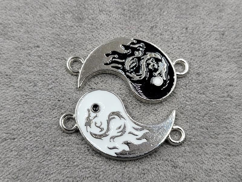 Конектор двойний Инь Янь 21*25 мм метал стального кольору