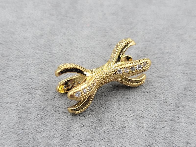 Бусина 21 мм т. 10 мм з фіанітами лимонне золото (гіпоалергений сплав)