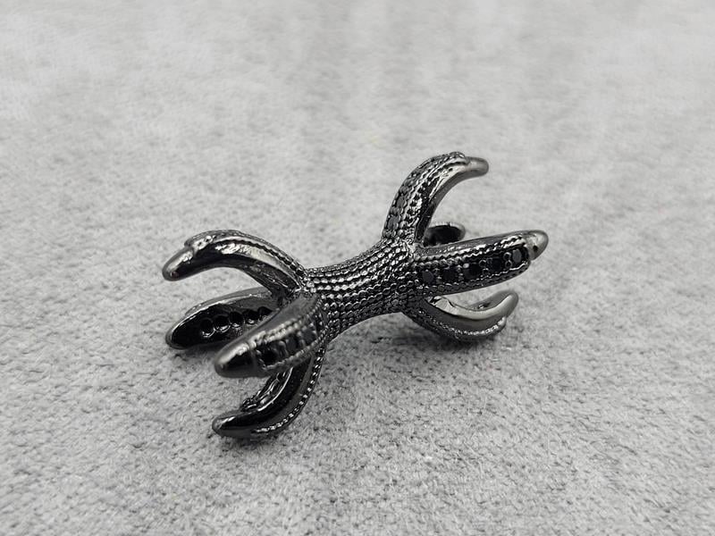 Бусина 21*10 мм чорна з чорними фіанітами (гіпоалергенний сплав)