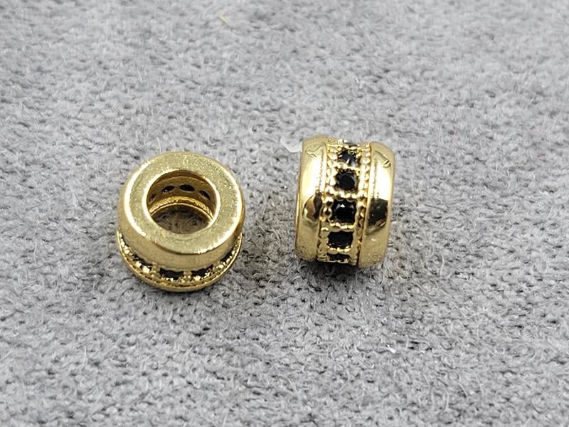 Рондель 4*5,6 мм колір лимонний з чорними фіанітами (гіпоалергений сплав)