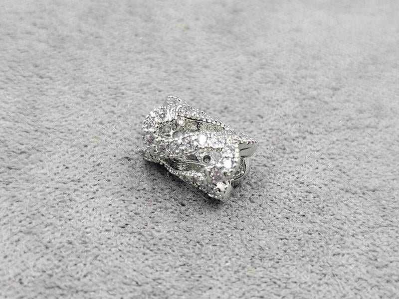 Бусина 9,4*6 мм з фіанітами родій  (гіпоалергений сплав)