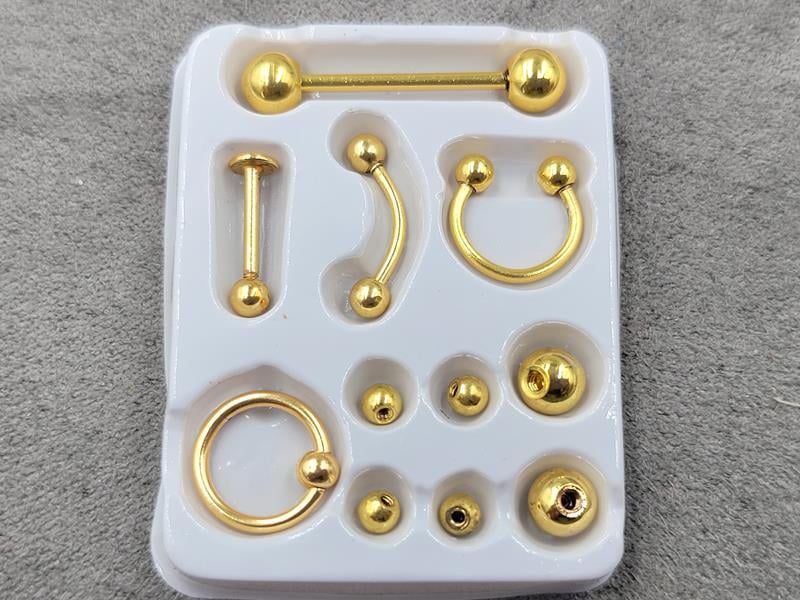 Пірсинг набір нержавіюча сталь колір лимонне золото
