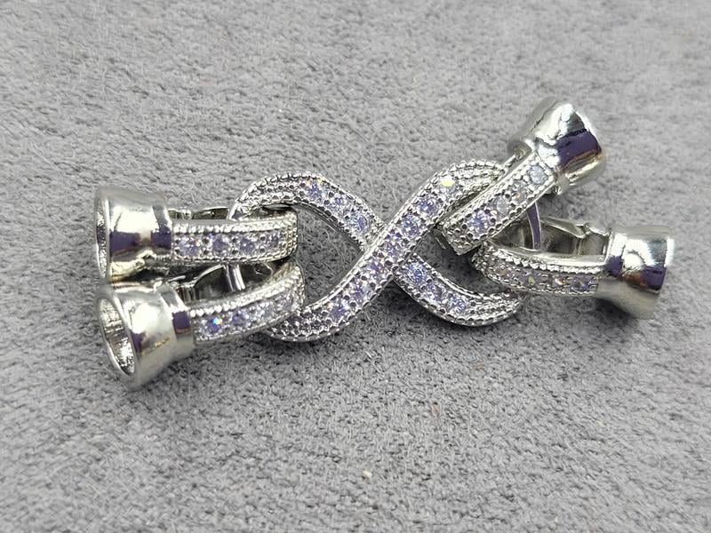 Замок безкінечність 10*36 мм на 2 лініі родій (гіпоалергенний сплав)