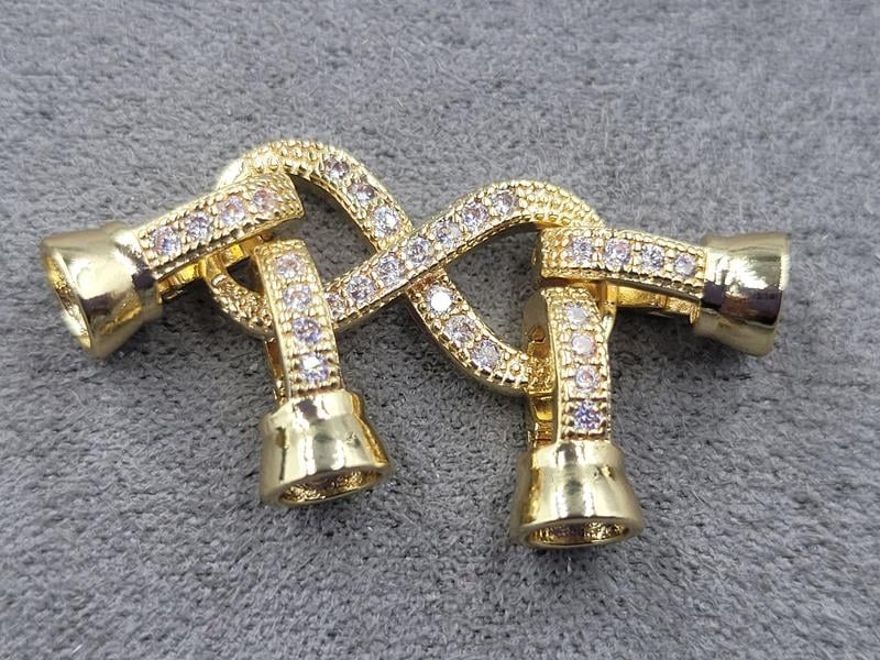 Замок безкінечність 10*36 мм на 2 лініі колір золото (гіпоалергенний сплав)