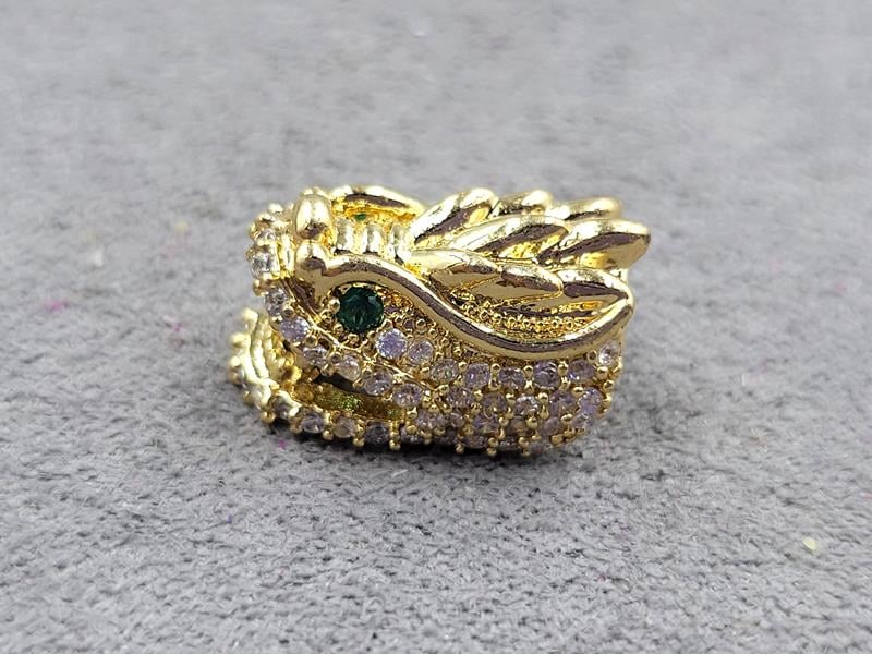 Бусина дракон 9*14 мм з фіанітами колір лимоне золото (гіпоалергений сплав)