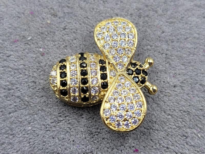 Бусина 20*18 мм з фіанітами колір лимоне золото (гіпоалергений сплав)