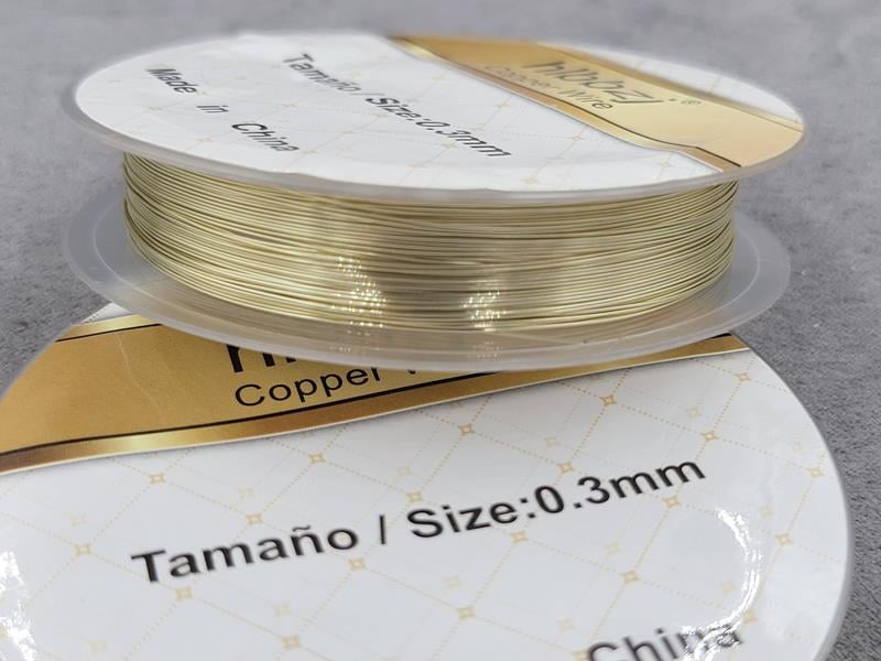 Дріт 0,3 мм 14 м колір світле золото 1 штука  (не міняє колір)