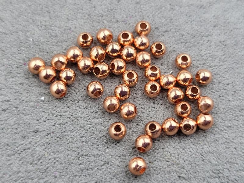 Бусини куля 3 мм 100 штук колір рожеве золото (гіпоалергений сплав)