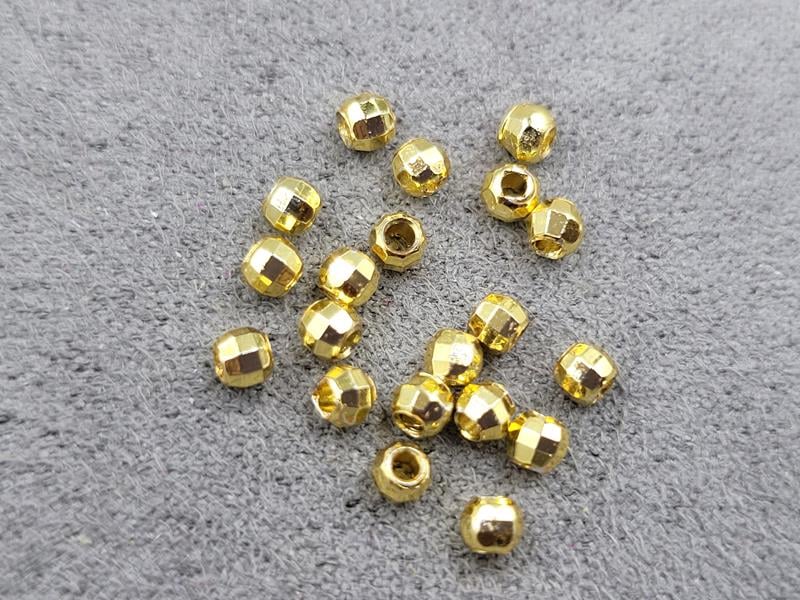 Бусини куля грань 3 мм 20 штук колір лимоне золото (гіпоалергений сплав)