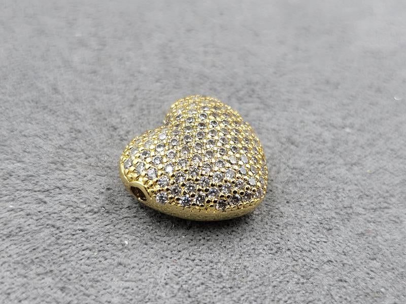 Бусина серце 15*14 мм колір лимонне золото (гіпоалергений сплав)