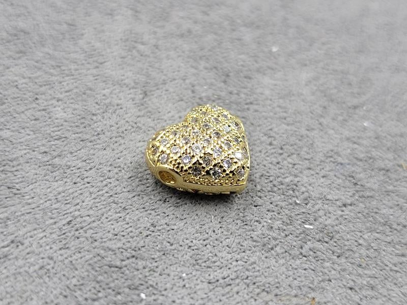 Бусина серце 11*10 мм колір лимонне золото (гіпоалергений сплав)