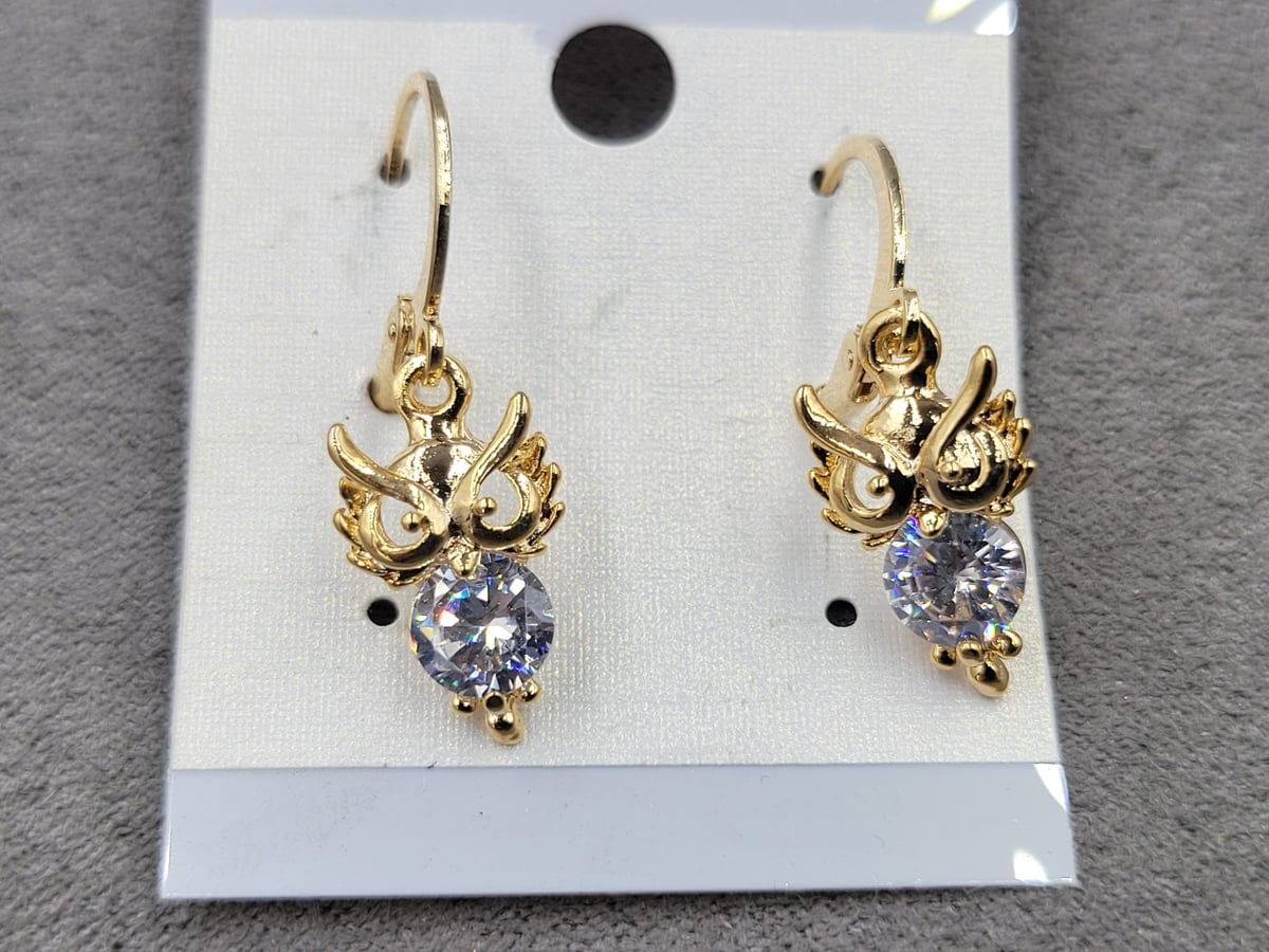 Сережки 10*27 мм з фіанітом круглий замок