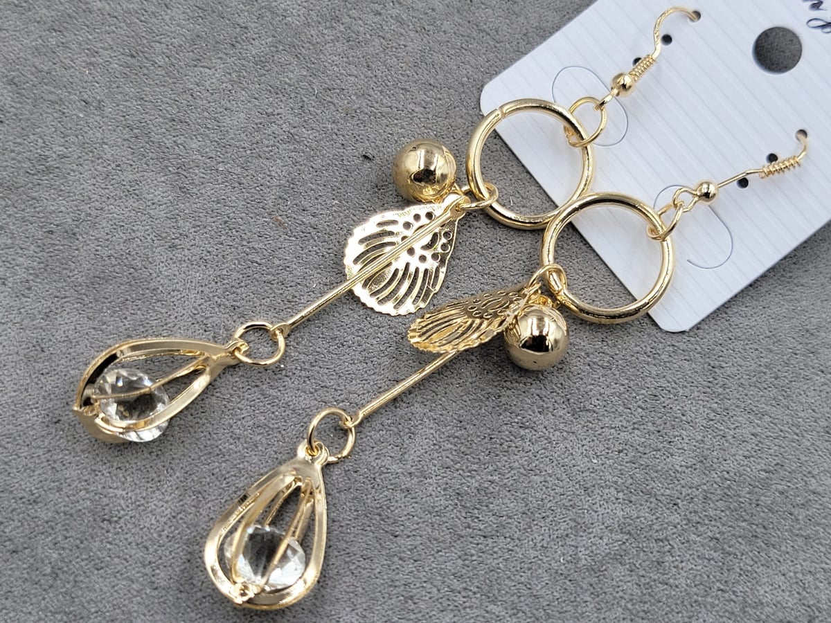 Сережки 16 мм довж. 92 мм колір золото