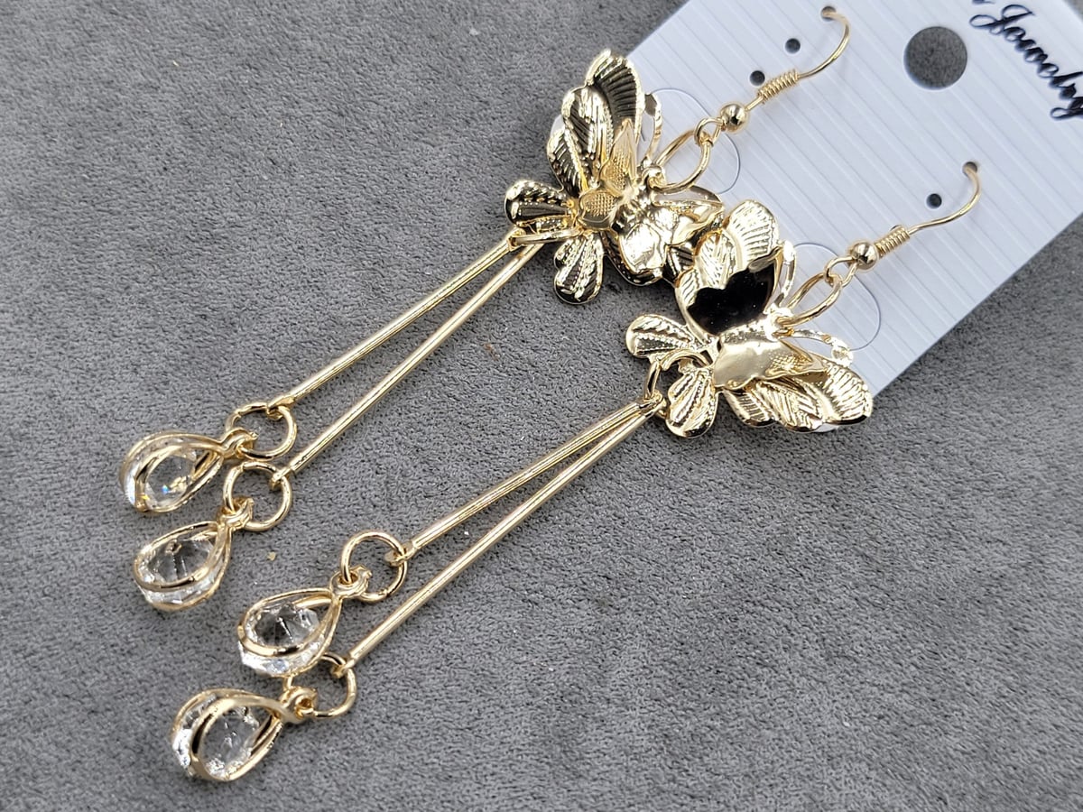 Сережки 24 мм довж. 92 мм колір золото