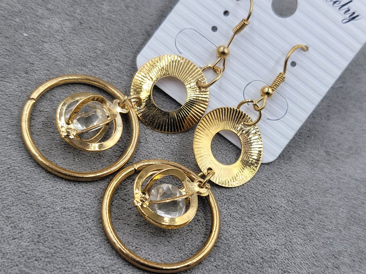 Сережки 25 мм довж. 61 мм колір золото