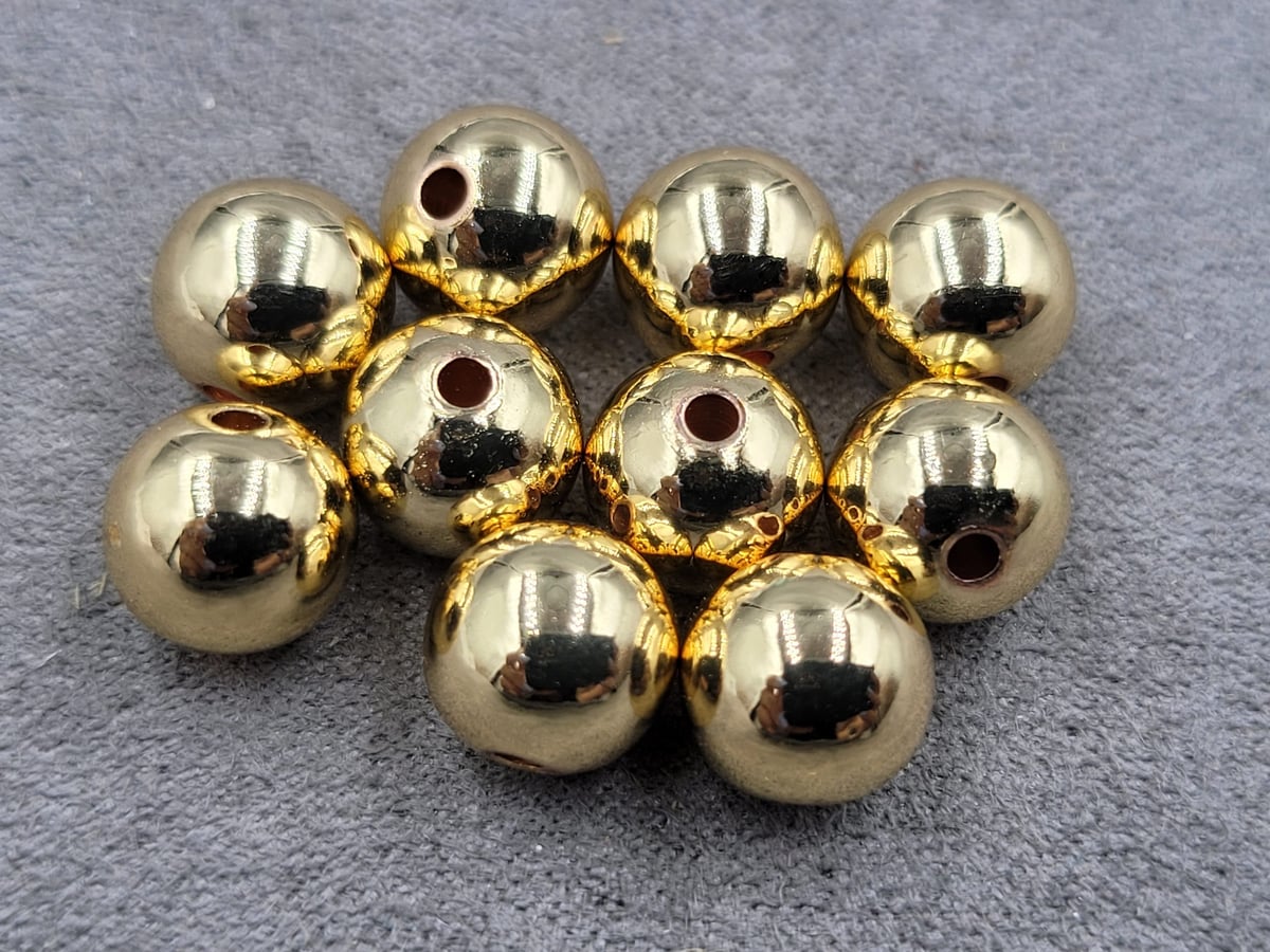 Бусини кулі 10 мм 10 шт колір золото (гіпоалергений сплав)