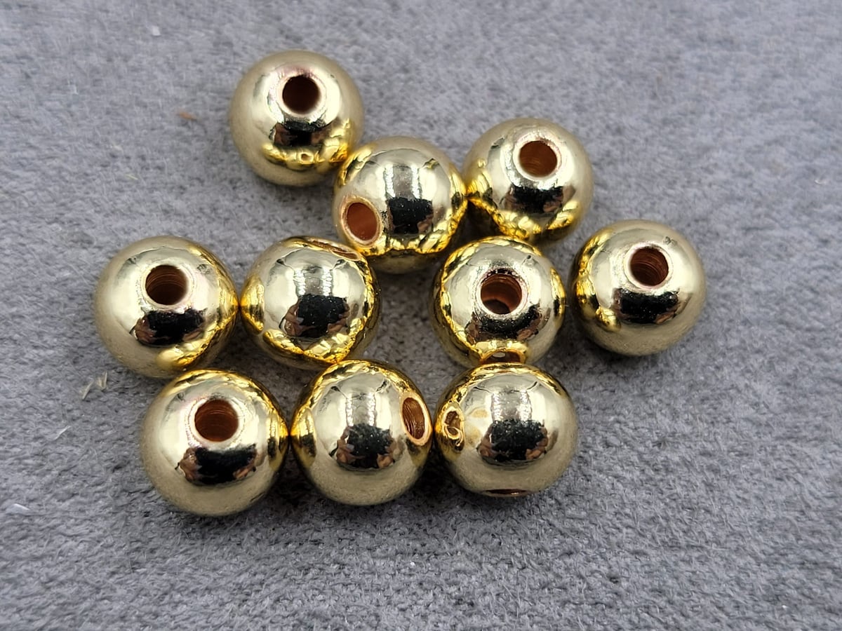 Бусини кулі 8 мм 10 шт колір золото (гіпоалергений сплав)
