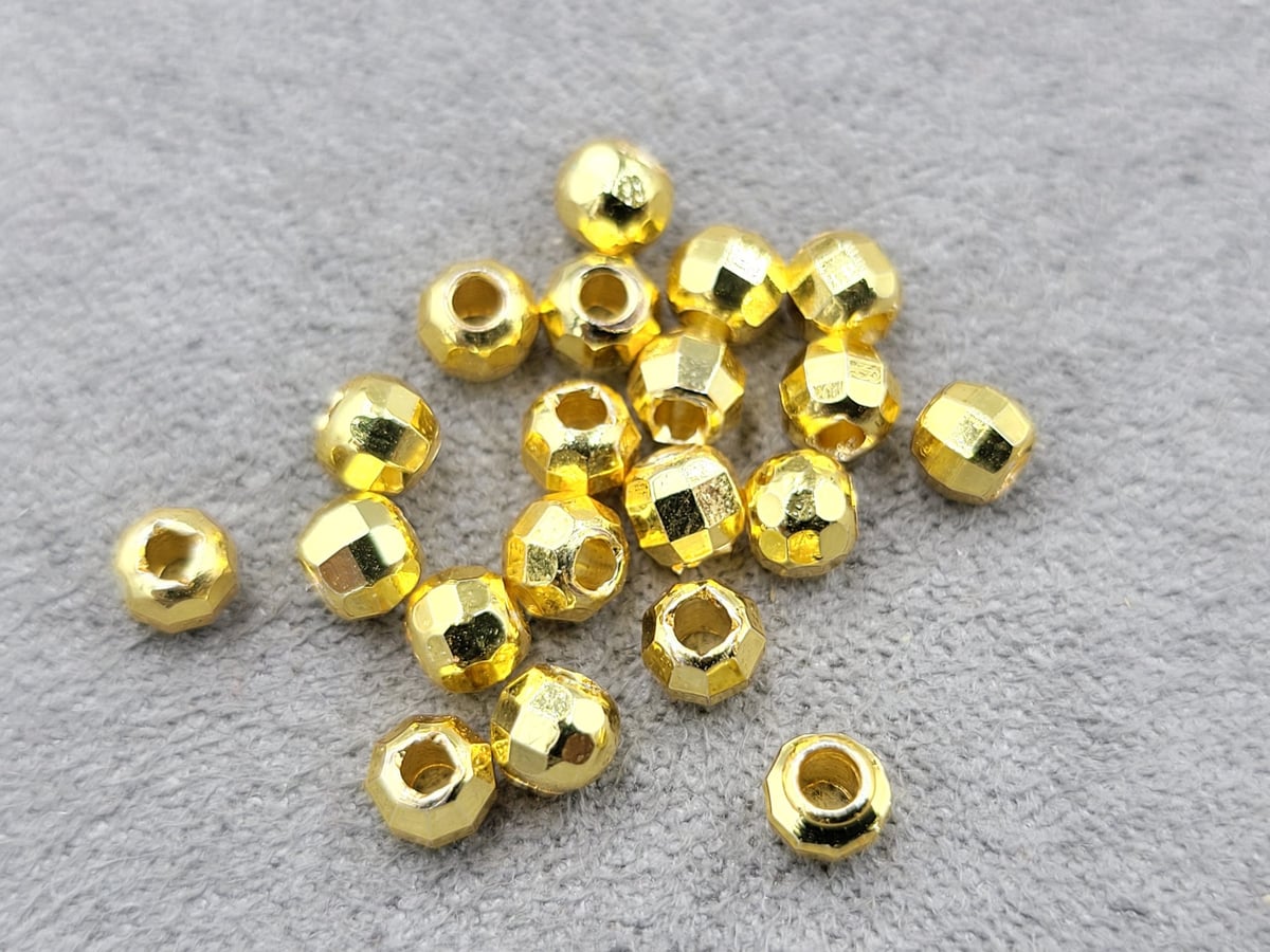 Бусини кулі грань 4 мм 20 шт колір лимонне золото (гіпоалергений сплав)