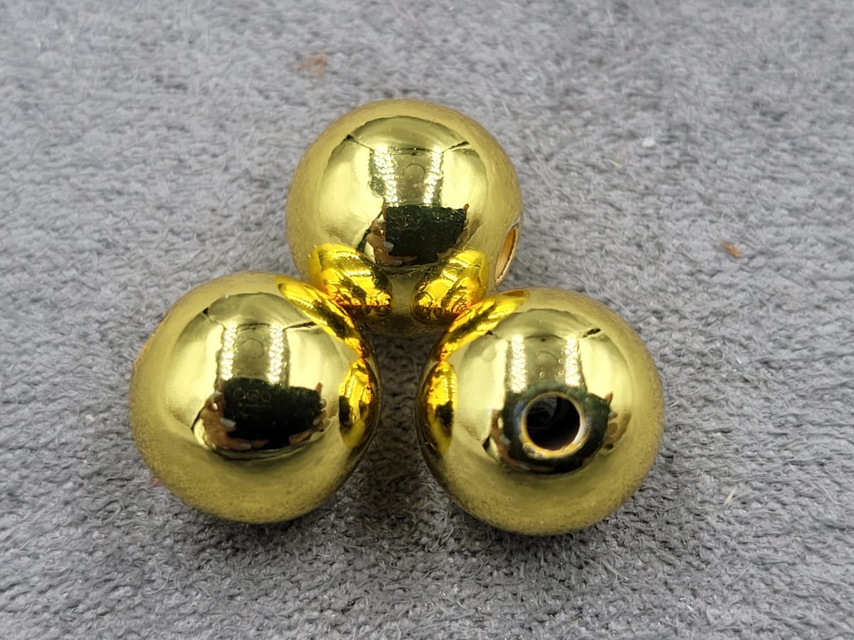 Бусини кулі 10 мм 10 шт колір лимонне золото (гіпоалергений сплав)