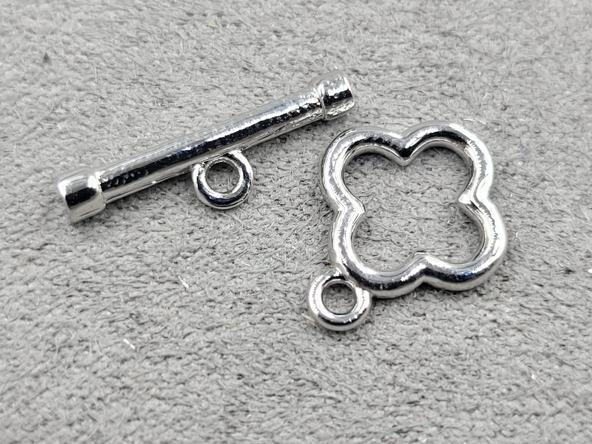 Замок тогл 12*14 мм конюшина родій (гіпоалергенний сплав)