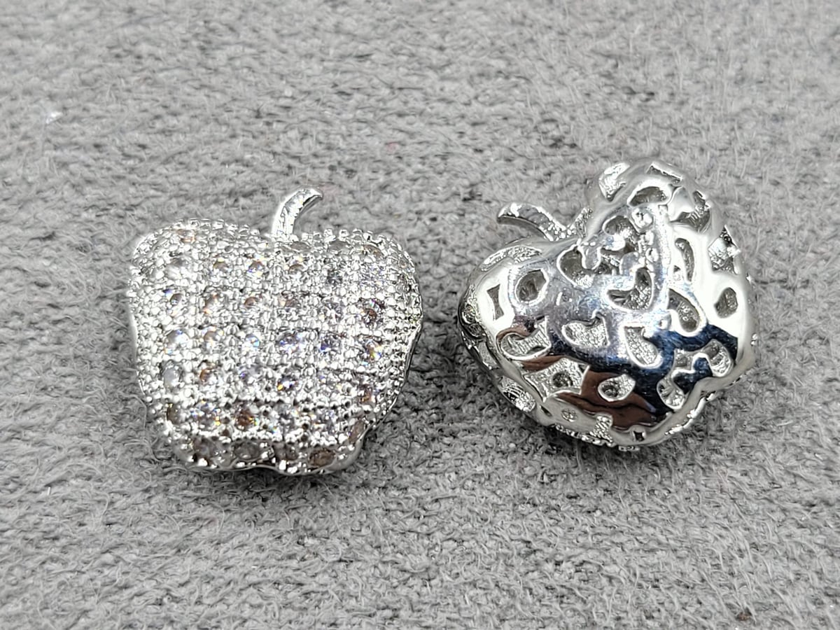 Бусина яблуко 11*11 мм родій (гіпоалергений сплав)