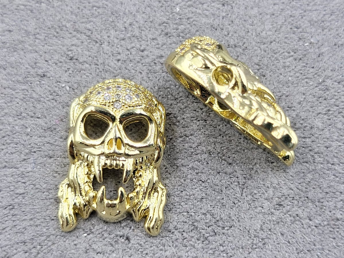 Бусина 13*18 мм т.5,7 мм з фіанітами лимонне золото (гіпоалергений сплав)