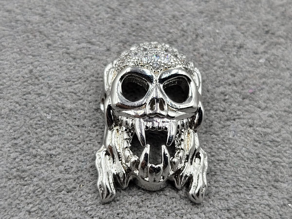 Бусина 13*18 мм т.5,6 мм з фіанітами родій (гіпоалергений сплав)