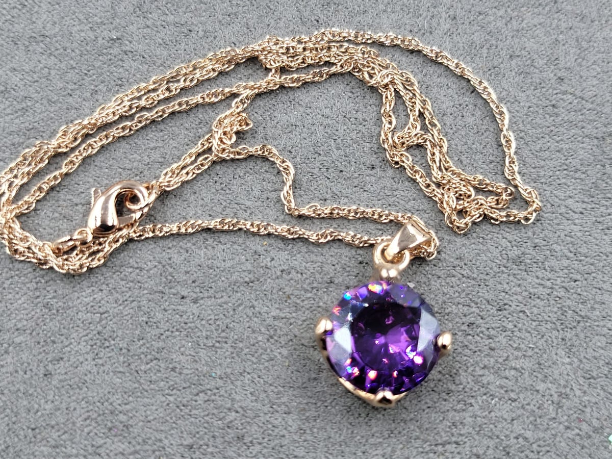 Кулон з аметистовим стразом 12 мм