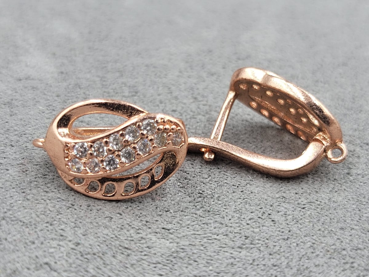 Швенза 11*17 мм колір рожеве золото ( гіпоалергений сплав)