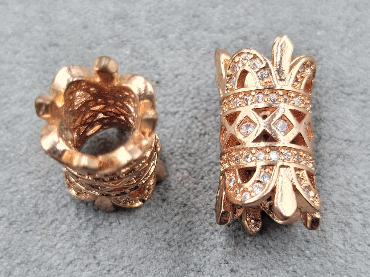 Бусина 8*16 мм колір рожеве золото ( гіпоалергенний сплав)