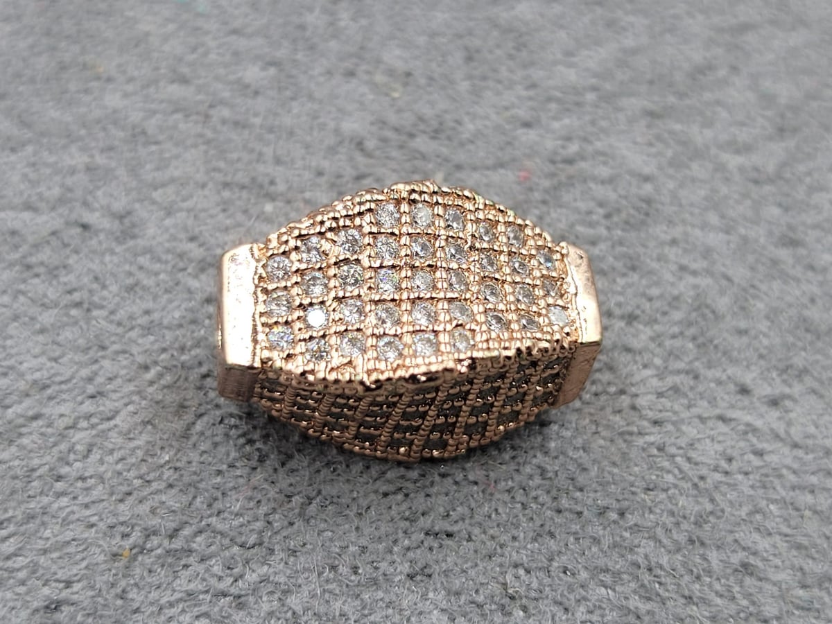 Бусина 8*14 мм колір рожеве золото ( гіпоалергенний сплав)