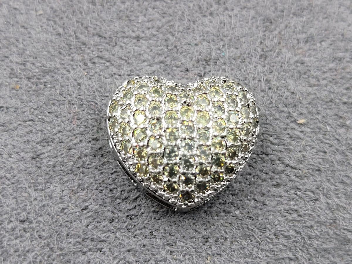 Бусина 12*14 мм т. 6 мм с лимоними стразами ( гіпоалергений сплав)