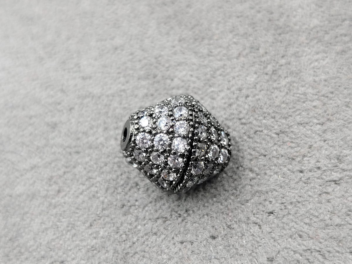 Бусина 9,4*11 мм колір чорний (гіпоалергений сплав)