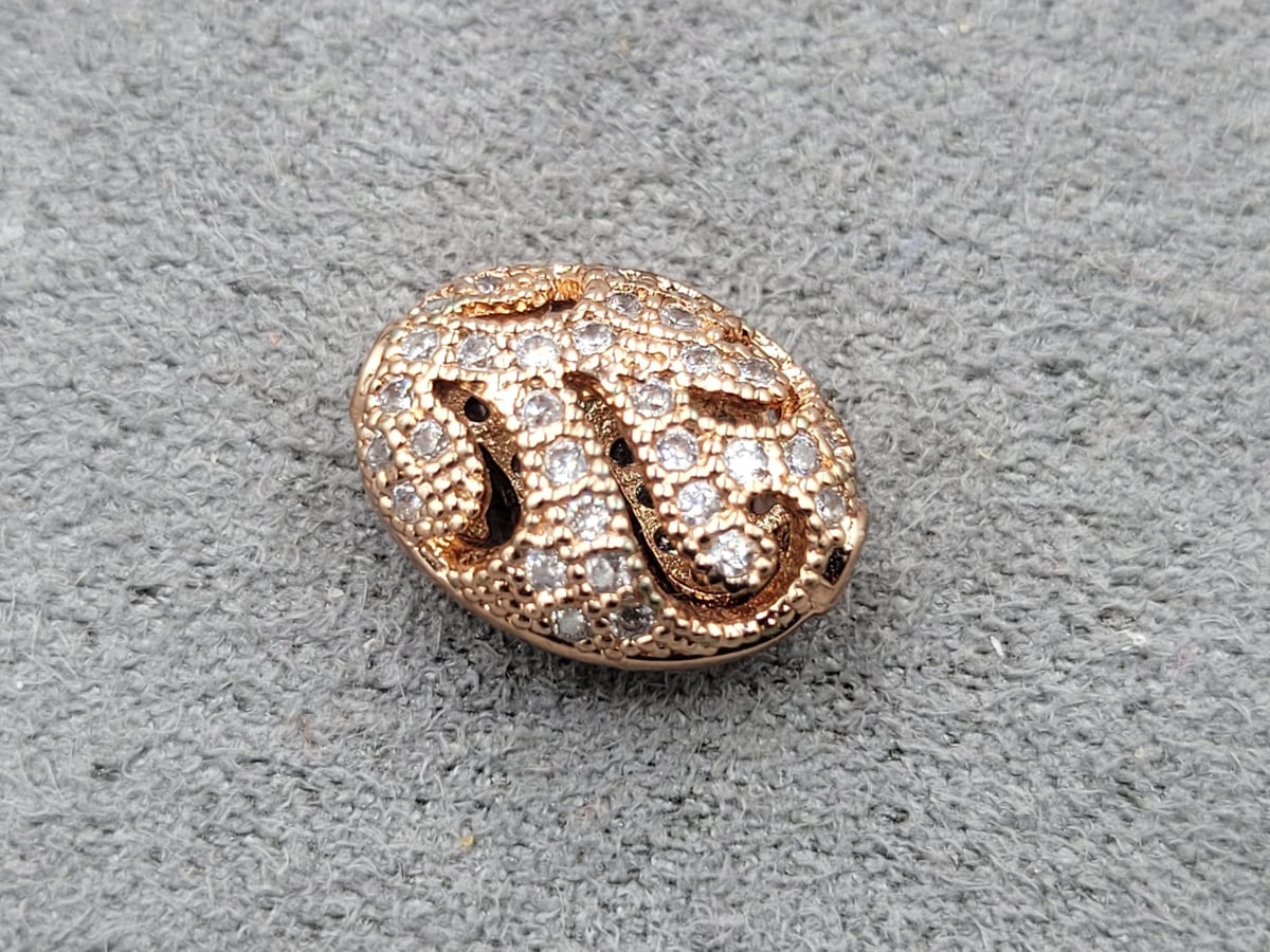 Бусина 12*9 мм колір рожеве золото ( гіпоалергений сплав)