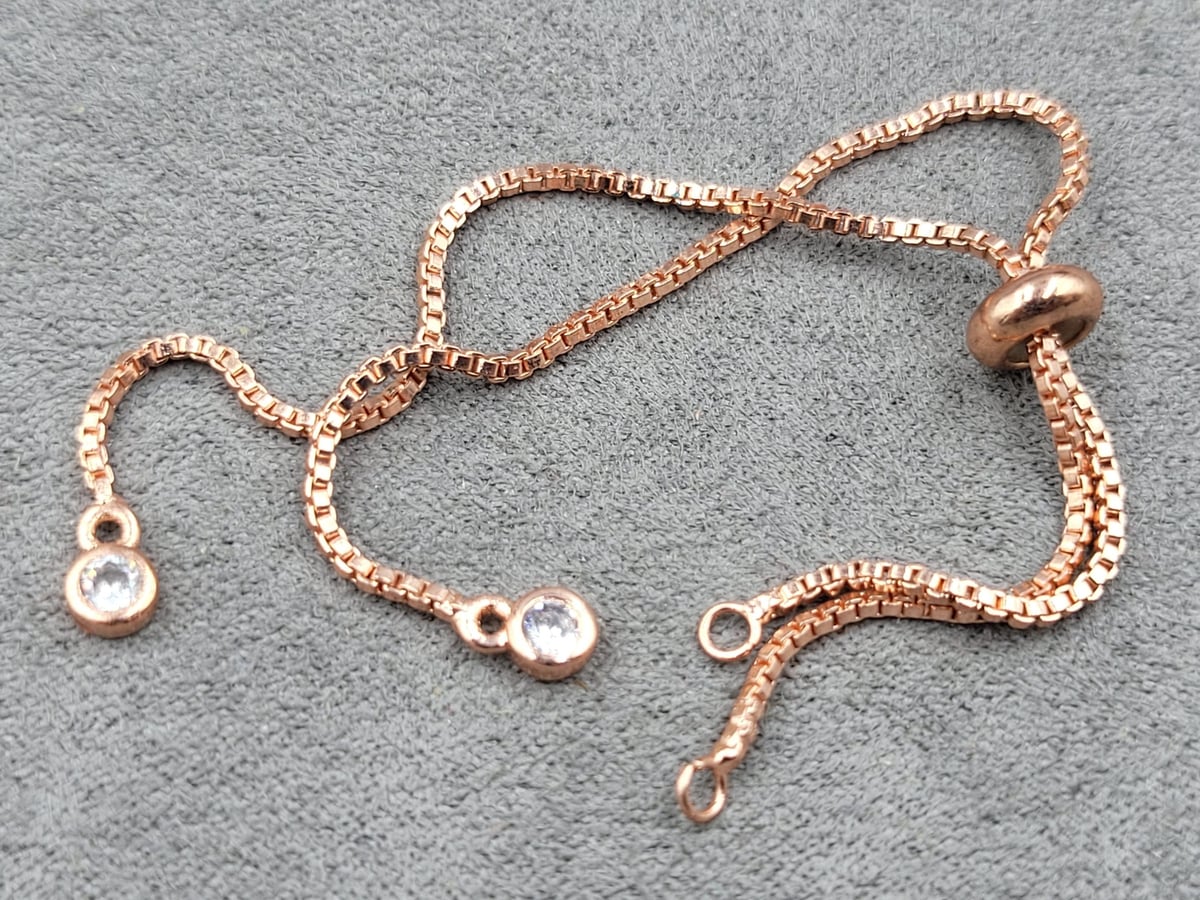 Основа браслет колір рожеве золото з фіанітами (гіпоалергений сплав)