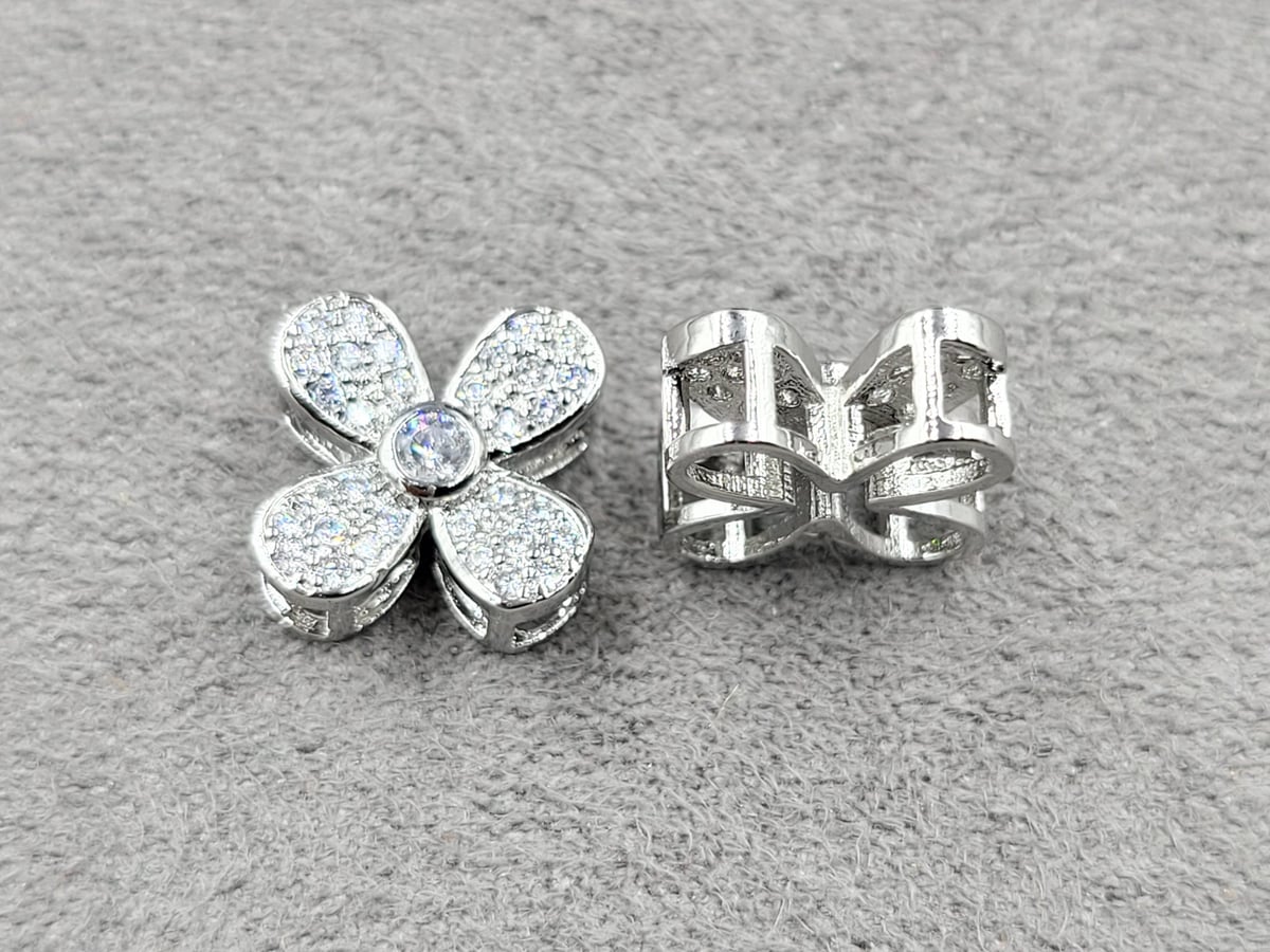 Бусина 10 мм т. 4 мм родій ( гіпоалергений сплав)