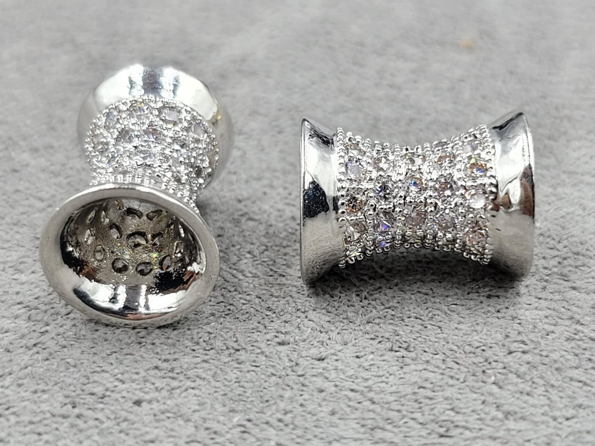 Бусина 10*14 мм отв. 4 мм родій (гіпоалергений сплав)