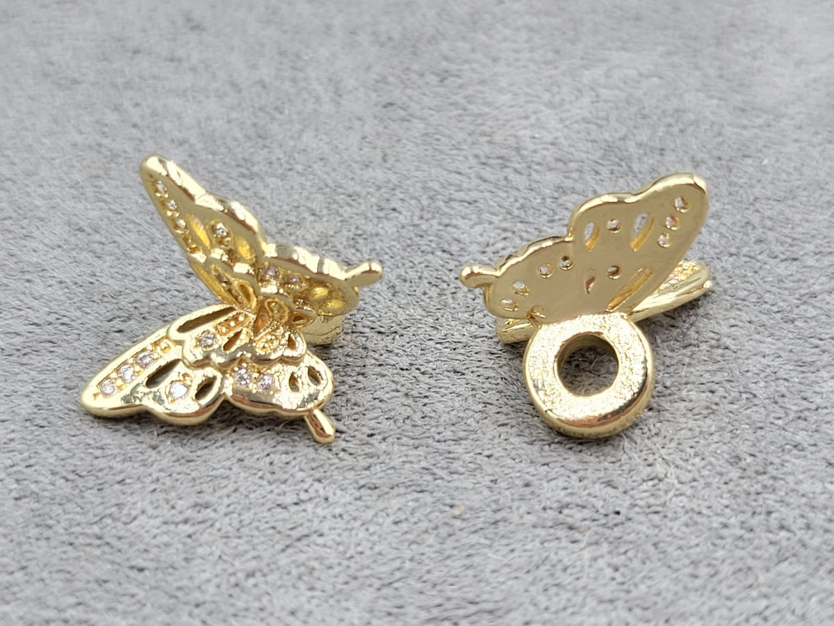 Рондель 6,6*2 мм з метеликом 13*13,8 колір золото (гіпоалергений сплав)