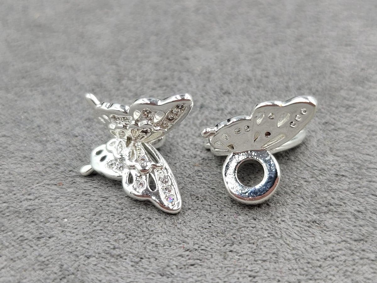 Рондель 6,6*2 мм з метеликом 13*13,8 колір срібло (гіпоалергений сплав)