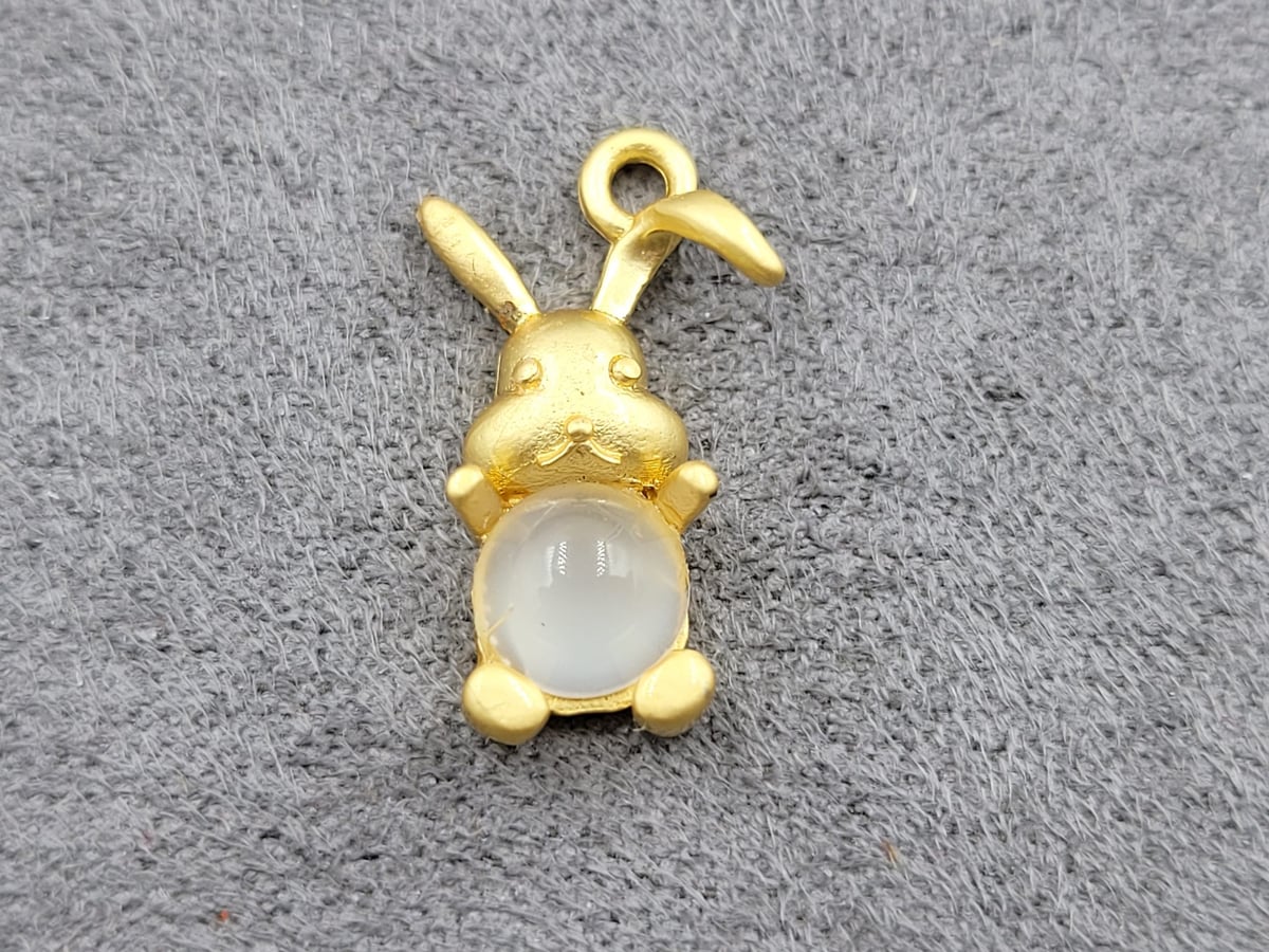 Підвіска 7*17,5 мм з білим стразом колір лимонне золото (гіпоалергений сплав)