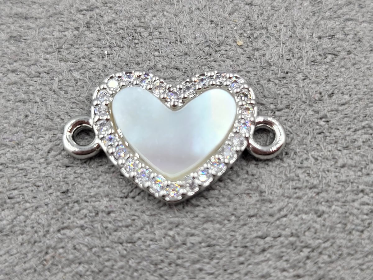 Конектор серце 10*16 мм родій (гипоалергений сплав)