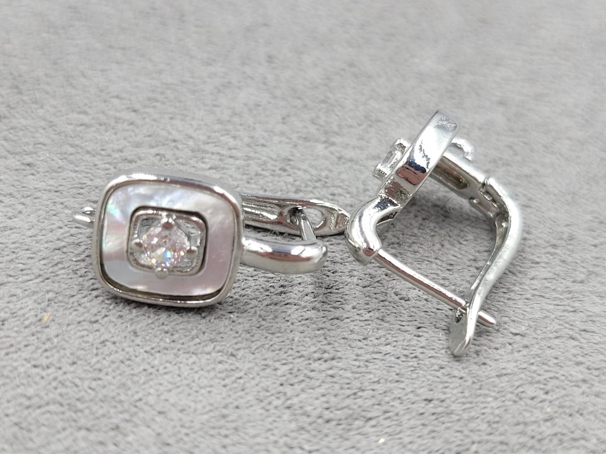 Швенза 10*18 мм колір родій (гіпоалергений сплав)