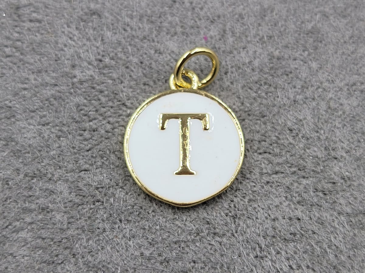 Підвіска 12 мм *Т* колір лимонне золото (гіпоалергений сплав)