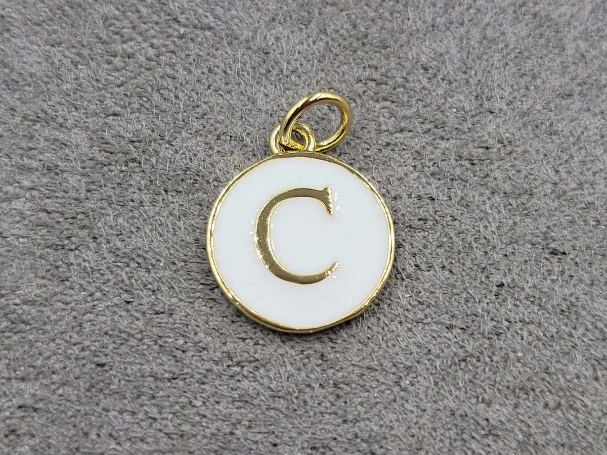 Підвіска 12 мм *С* колір лимонне золото (гіпоалергений сплав)