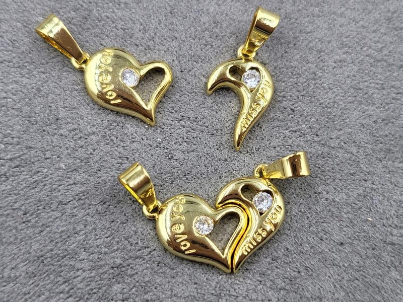 Підвіска пара 16*19 мм+14*19 мм колір лимонне золото (гіпоалергений сплав)