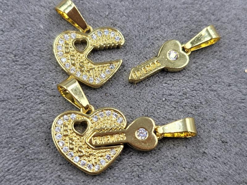 Підвіска пара 13*12 мм + 6*13 мм колір лимонне золото (гіпоалергений сплав)